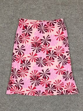 Y2K BCBGMaxAzria Pink Abstract Floral Pattern A-Line Knee Length Skirt Women’s M